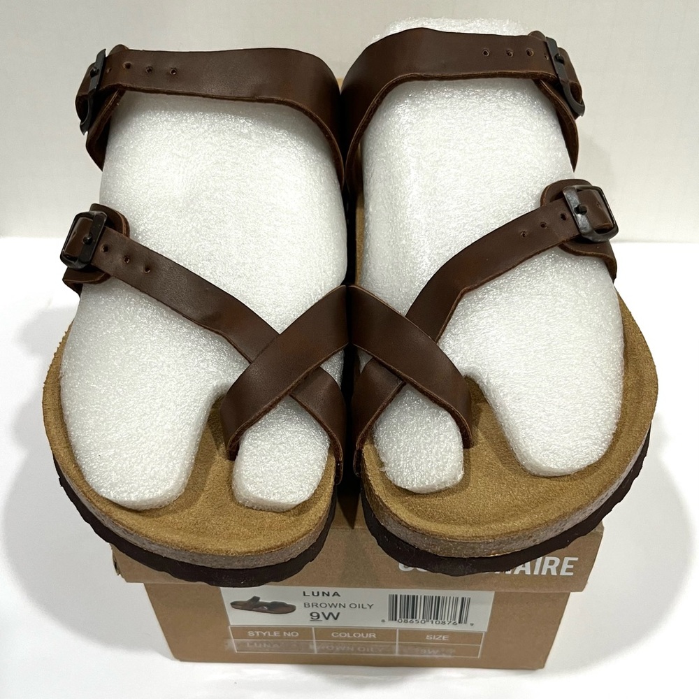 Women’s NIB Luna Sandler, Cushionaire, Size 9W, Brown, Adjustable Straps
